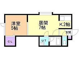 メゾンドアン2 1LDKの間取図画像
