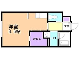 カレラ豊平2nd 1Kの間取図画像