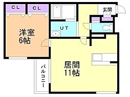 コンフォート栄通 1LDKの間取図画像