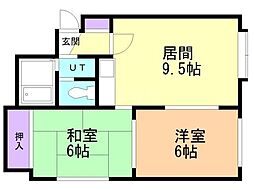 フリーコートF2 2DKの間取図画像