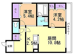 LaMeridianATSUBETSU 2LDKの間取図画像