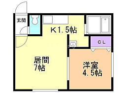 フォレストOKAP2 1LDKの間取図画像