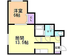 ディアコートBG's 1LDKの間取図画像
