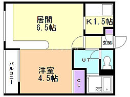 ダイアナ白石ヒルズ3 1LDKの間取図画像