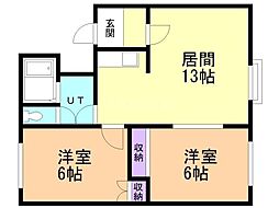 クレストール1 2LDKの間取図画像