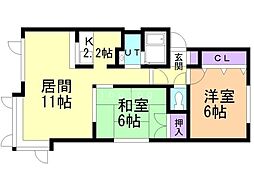 ルミエールM 2LDKの間取図画像