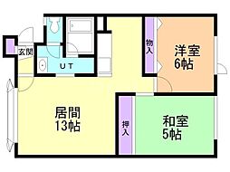 サンライトマンション白石 2LDKの間取図画像