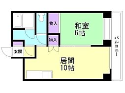 第21松井ビル 1LDKの間取図画像