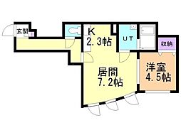 グランピュア菊水 1DKの間取図画像