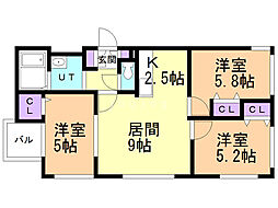 blanc 3LDKの間取図画像