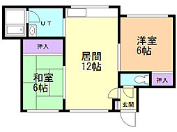 第二千葉マンション 2LDKの間取図画像