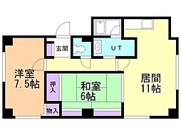 たかみコーポ 2LDKの間取図画像