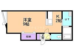 ジュピター1 1Kの間取図画像