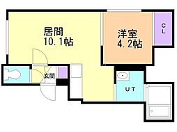 クローバー21 1LDKの間取図画像