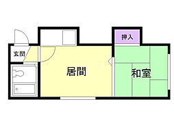 サンクレスト白石C 1LDKの間取図画像