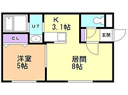 フレンズ菊水 1LDKの間取図画像