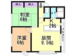 ハイツグレーシャス 2LDKの間取図画像