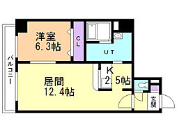 エステラ東札幌 1LDKの間取図画像