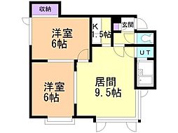 フォーサイト平和通 2LDKの間取図画像