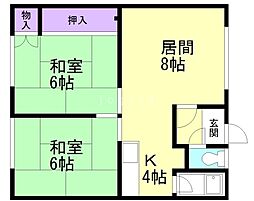 高野ハイツ 2LDKの間取図画像