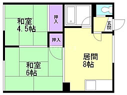 コーポ101 2LDKの間取図画像