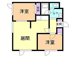 ハラハイム2 2LDKの間取図画像