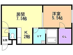 ステージノア東札幌 1LDKの間取図画像