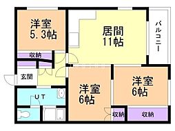 サカキパーク 3LDKの間取図画像