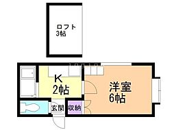 エルトゥール 1Kの間取図画像