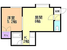 メゾン・エクレール47 1LDKの間取図画像