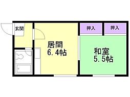 ハウス山口 1DKの間取図画像