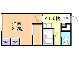 レオパレスサザンカ 1Kの間取図画像