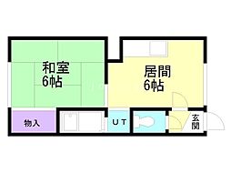白桜舘 1DKの間取図画像