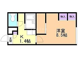 レオパレスアルヘナ 1Kの間取図画像