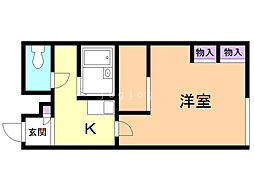 レオパレス大樹 1Kの間取図画像