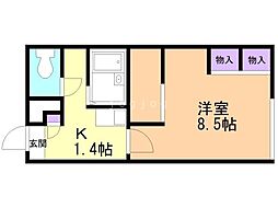 レオパレスフィオーレ月寒 1Kの間取図画像