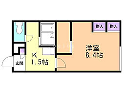 レオパレスクローバー 1Kの間取図画像