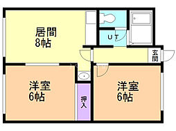 アルファレジデンス新札幌 2LDKの間取図画像