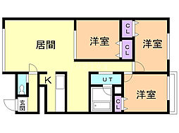 ハイツブラウン3 3LDKの間取図画像