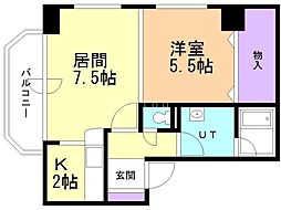 ブリッジひばりが丘 1LDKの間取図画像