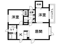 ブラン菊水 2LDKの間取図画像
