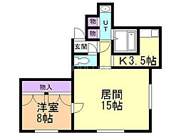 プレジデント16 1LDKの間取図画像