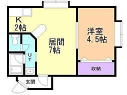 シャネルホームひばりが丘 1LDKの間取図画像