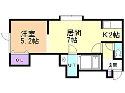 スウィート・727 1LDKの間取図画像