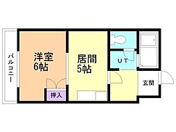 南郷エスポアール 1DKの間取図画像