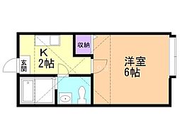 ディアコート白石 1Kの間取図画像