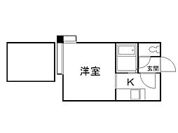 プレスティジャス美園 1Kの間取図画像