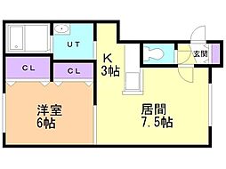 ティエラ東札幌 1LDKの間取図画像