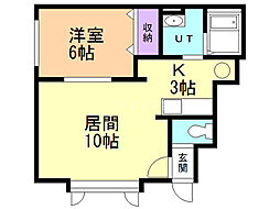 アプリコット 1LDKの間取図画像