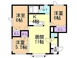 ハイツ8 3LDKの間取図画像